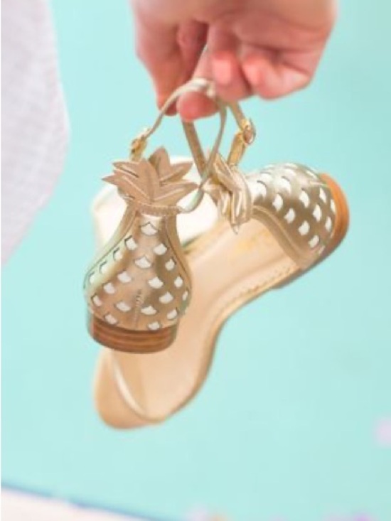 Lilly Pulitzer Shoes - Lilly Pulitzer Gold Leather Pineapple Sandals Size 7